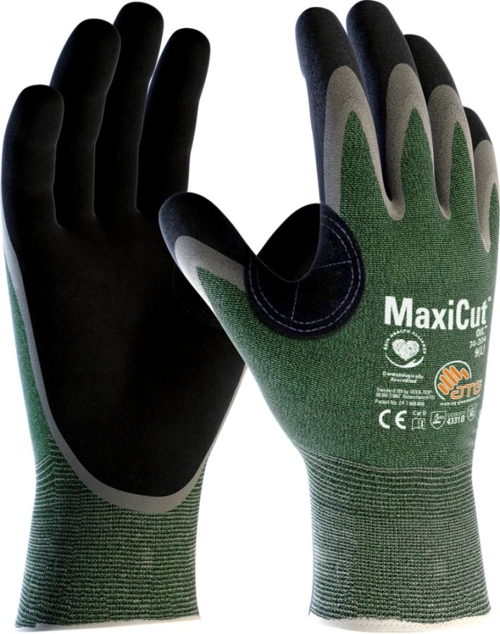 ATG MaxiCut® Oil™ 34-304 Cut Resistant Safety Gloves, Palm Coated KnitWrist, Thickness 1.30 mm, Size 6 (XS) Length 210 mm