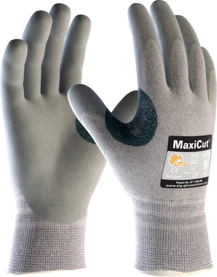 ATG MaxiCut® 34-470 Cut Resistant Safety Gloves, Palm Coated Knitwrist, Thickness 1.30 mm, Size 8 (M) Length 220 mm