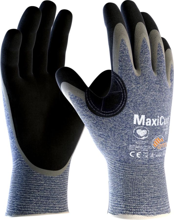 ATG MaxiCut® Oil™ 34-504 Cut Resistant Safety Gloves, Palm Coated Knitwrist, Thickness 1.60 mm, Size 6 (XS) Length 210 mm