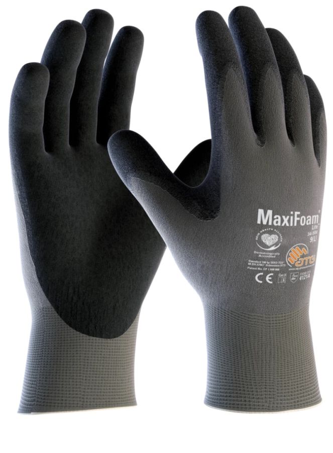 ATG MaxiFoam® Lite™ 34-900 Cut Resistant Safety Gloves, Palm Coated Knitwrist, Thickness 1.00 mm, Size 7 (S) Length 205 mm