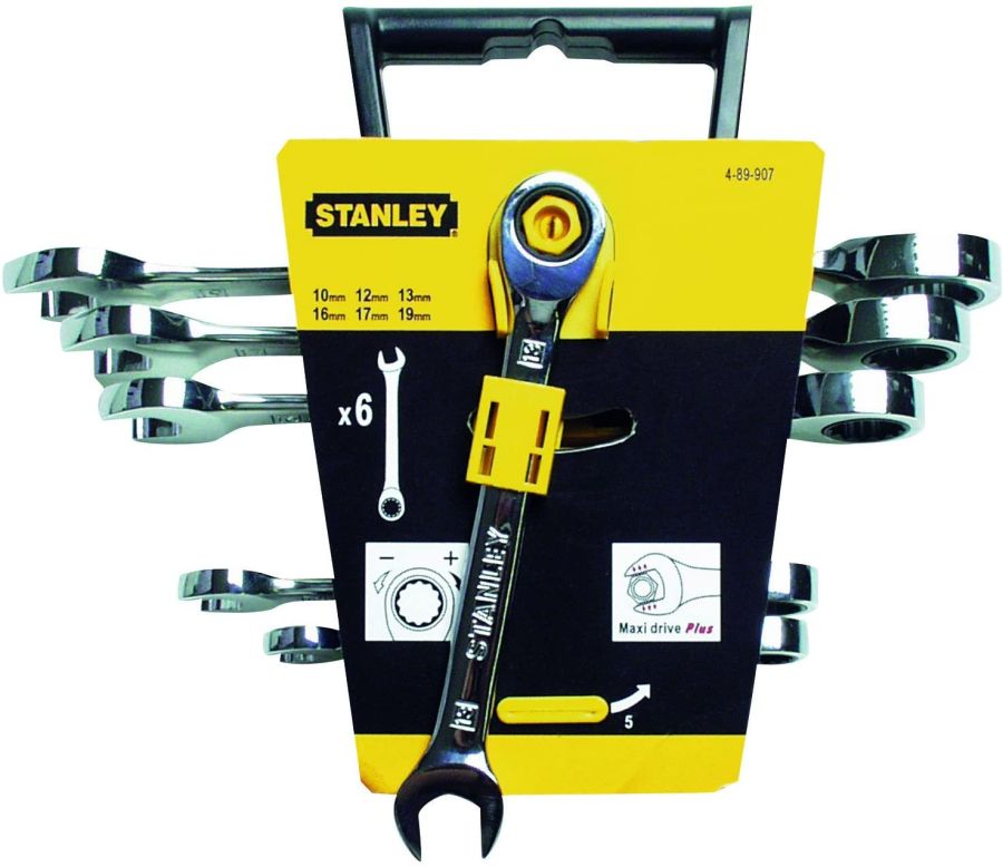 Stanley Maxi Drive Plus Combination Ratchet Spanner Set, 4-89-907, 6 Pcs/Set