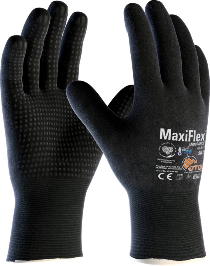 ATG MaxiFlex® Endurance™ with AD-APT® 42-847 Cut Resistant Safety Gloves, Driver Style Knitwrist, Thickness 1.10 mm, Size 5 (XXS) Length 250 mm