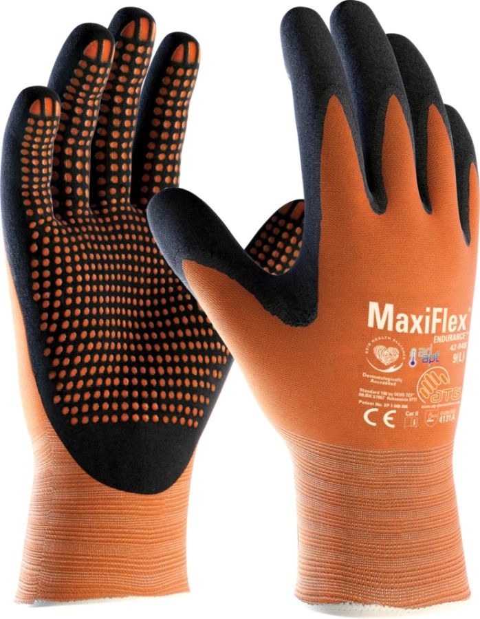 ATG MaxiFlex® Endurance™ with AD-APT® 42-848 Cut Resistant Safety Gloves, Palm Coated Knitwrist, Thickness 1.10 mm, Size 8 (M) Length 220 mm