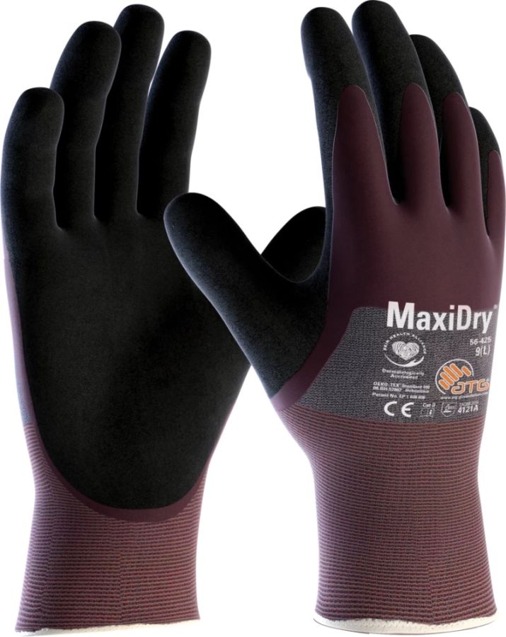 ATG MaxiDry® 56-425 Cut Resistant Safety Gloves, 3/4 Coated Knitwrist, Thickness 1.30 mm, Size 11 (XXL) Length 245 mm