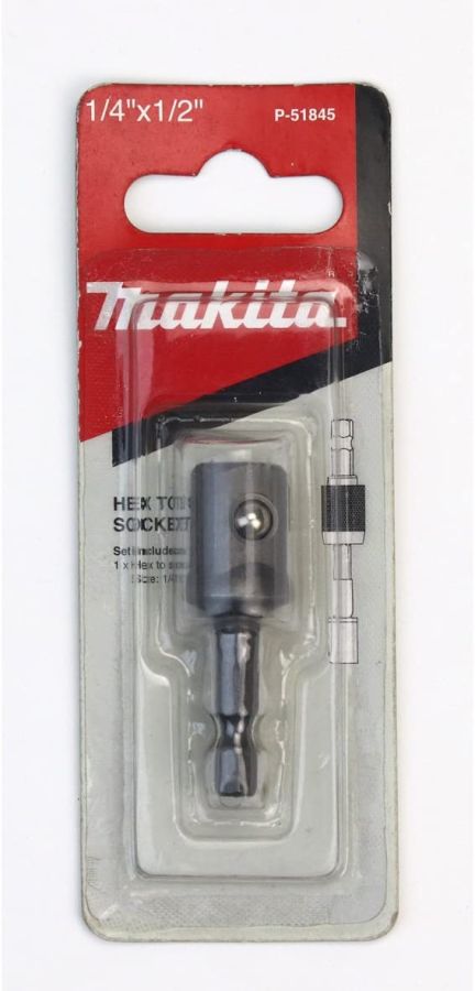 Makita Socket Adapter, P-51845, 1/4x1/2 Inch