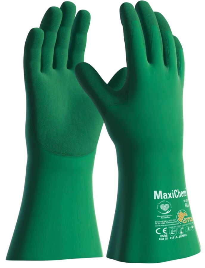 ATG MaxiChem® with TRItech™ 76-830 Cut Resistant Safety Gloves, Gauntlet- 35 mm, Thickness 0.90 mm, Size 9 (L) Length 350 mm
