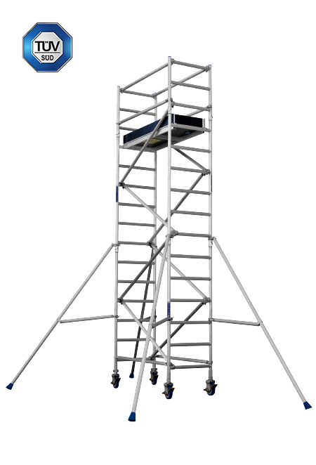 KT Plus Mobile Narrow Scaffolding KTAMNS2 with 225 KG Loading Capacity, Tower Height 2 Mtrs, Base Size 0.80 x 1.8 Mtrs, Platform Height 1 Meter