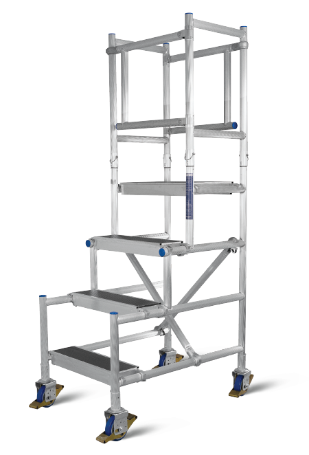 KT Plus 2 Steps Podium Scaffolding KTAMPS2 with 200 KG Loading Capacity, Tower Height 2 Mtrs and Width 800mm