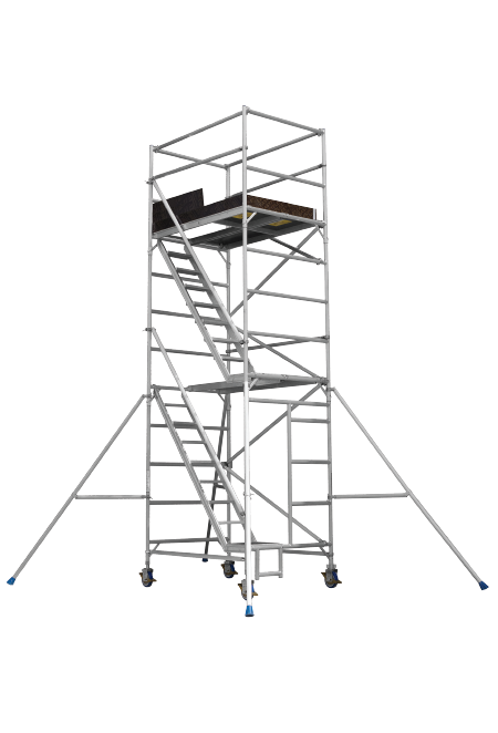 KT Plus Mobile Stairway Scaffolding KTAMSS4 with 225 KG Loading Capacity, Tower Height 3.8 Mtrs, Base Size 1.4 x 2 Mtrs