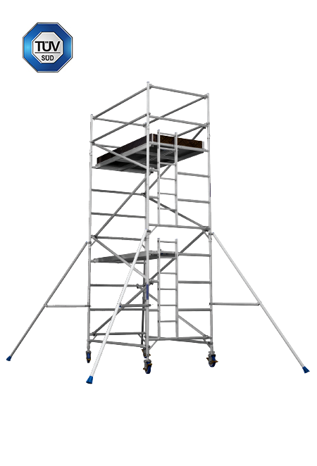 KT Plus Mobile Wide Scaffolding KTAMWS2 with 225 KG Loading Capacity, Tower Height 2 Mtrs, Base Size 1.4 x 2.5 Mtrs, Platform Height 1 Meter