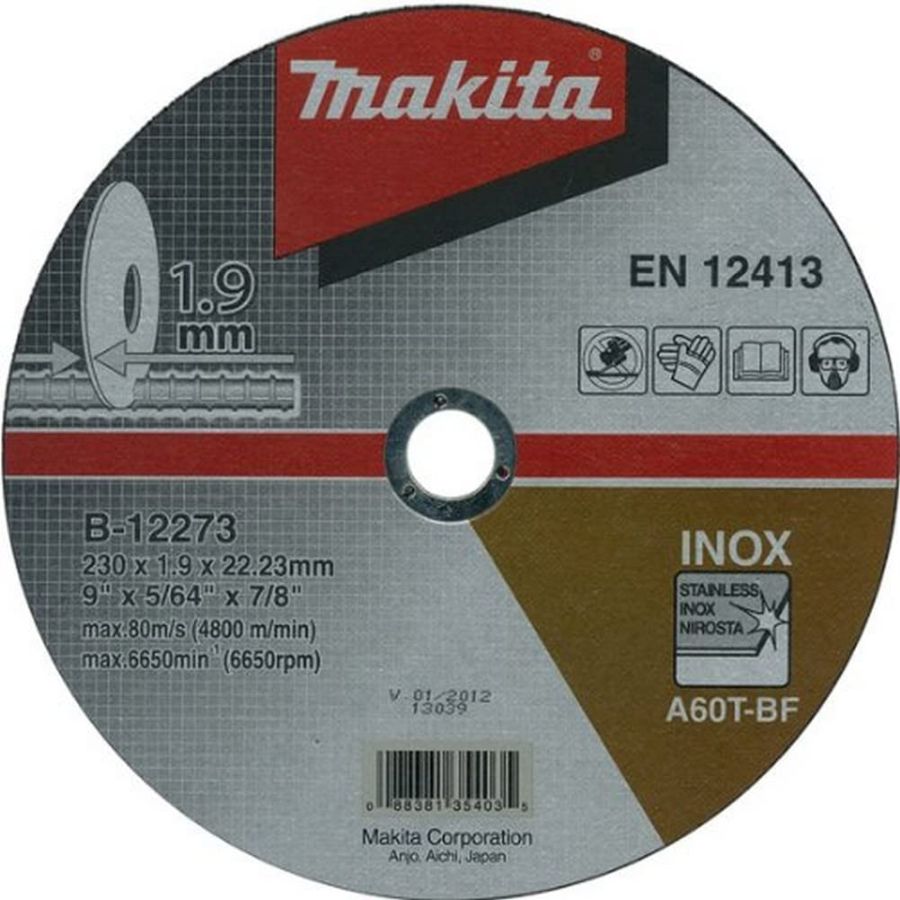 Makita Thin Cutting Wheel, B-12273, A60T, 230mm, PK10