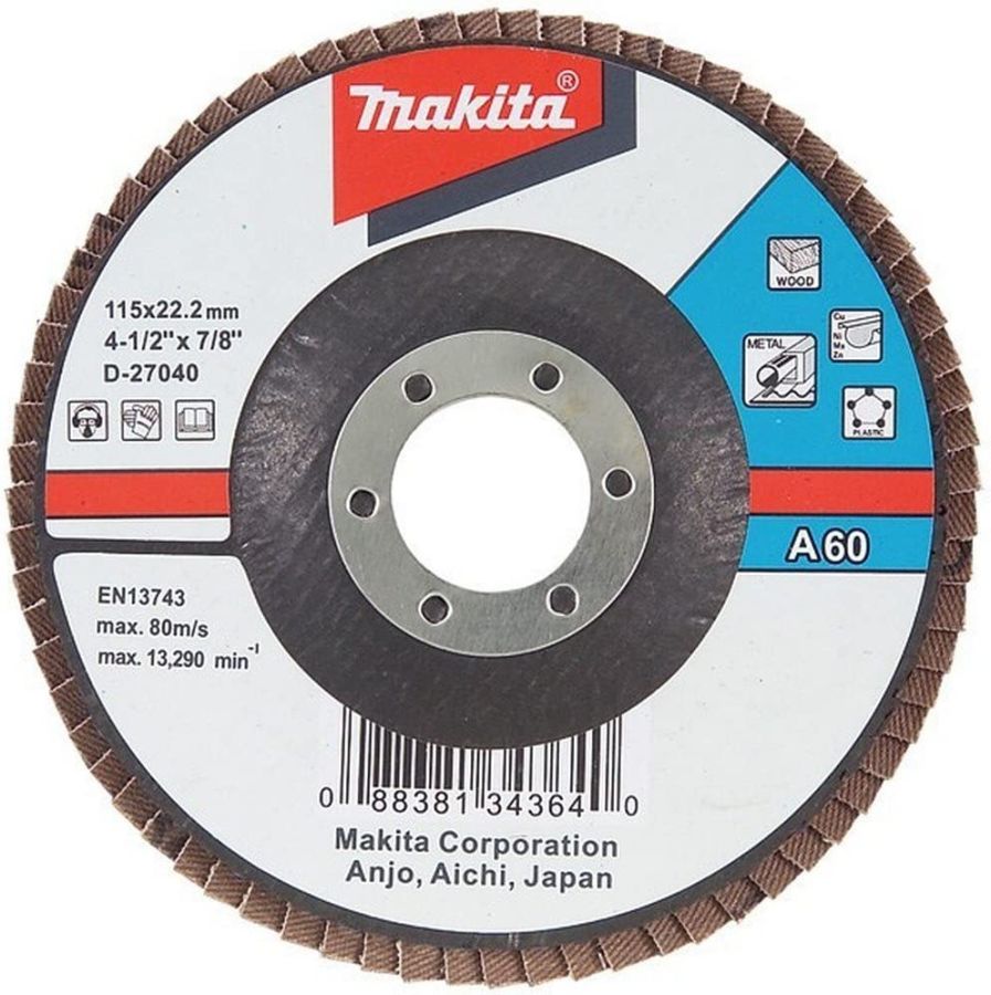 Makita Flap Disc, D-27040, A60, 115MM