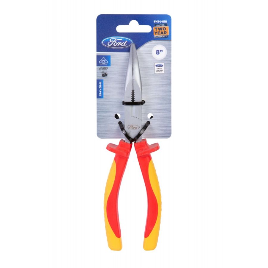 Ford VDE Bent Nose Plier, FHT-J-018, 8 Inch, Yellow and Orange