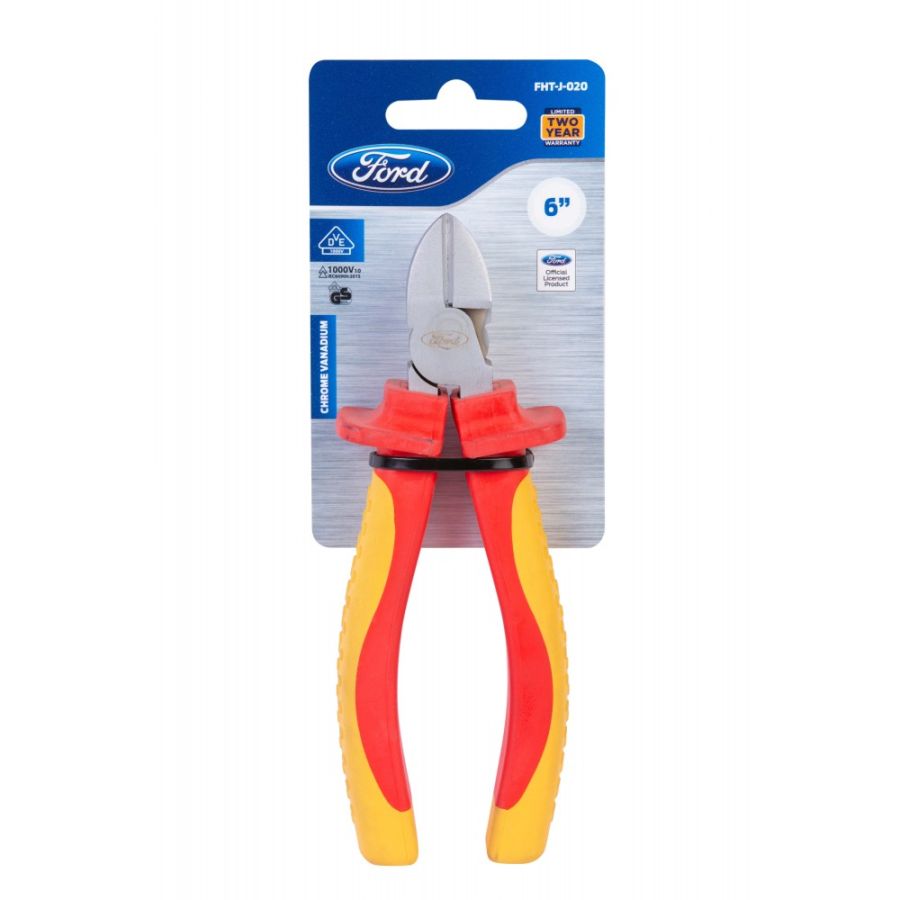 Ford VDE Diagonal Cutting Plier, FHT-J-020, 6 Inch, Yellow and Orange