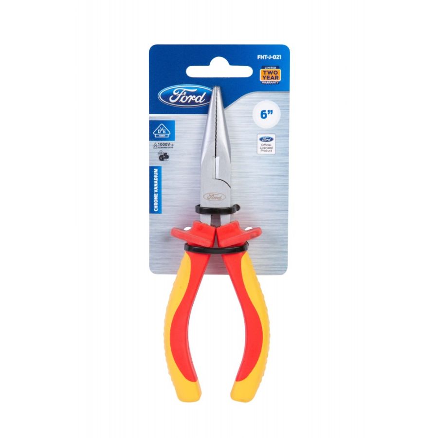 Ford VDE Long Nose Plier, FHT-J-021, 6 Inch, Yellow and Orange