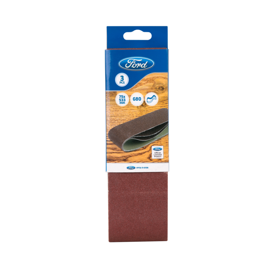 Ford Sanding Belt, FPTA-11-0156, 75x533MM, Brown, 3PCS