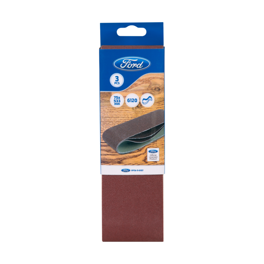 Ford Sanding Belt, FPTA-11-0157, 75x533MM, Brown, 3PCS
