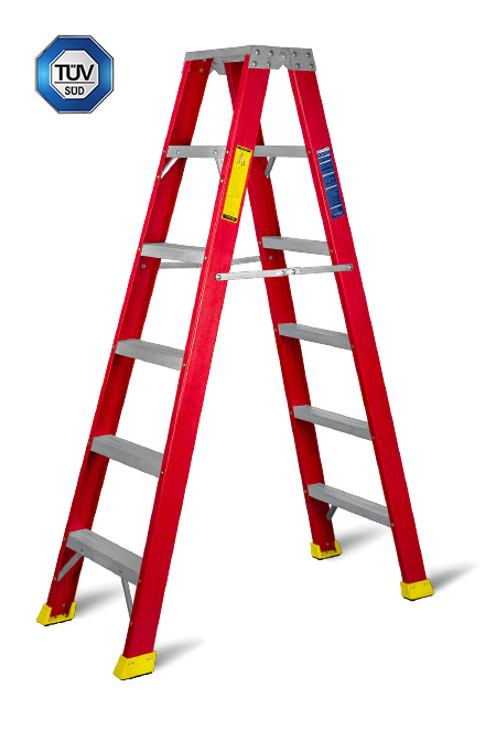 Topman Fiber Glass (FRP) Double Sided Ladder FRPDS8 with 150 KG Loading Capacity and No. of Steps 8, Height 2290 mm, Width 570 mm