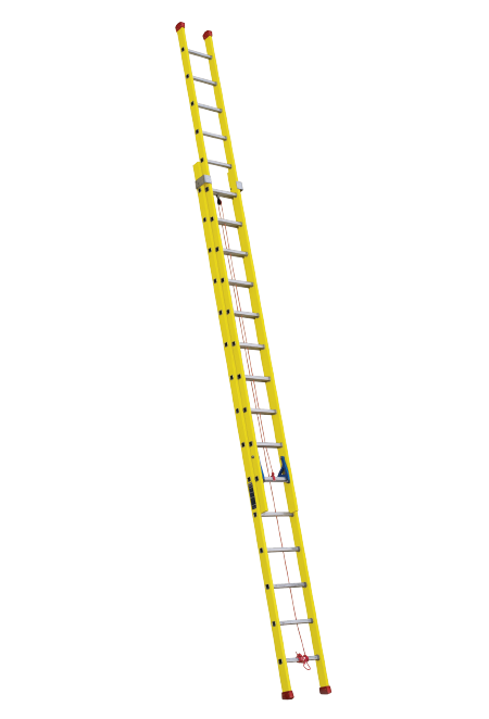KT Plus Fiber Glass Double Section Ladder KTFRPDSL7 with 150 KG Loading Capacity and No. of Steps 7+7, Height 3330 mm, Width 400 mm