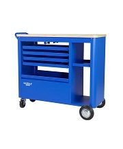 Gazelle Mobile Workbench With Solid Wood Top, G2908, 40 Inch, 4 Drawer, Blue