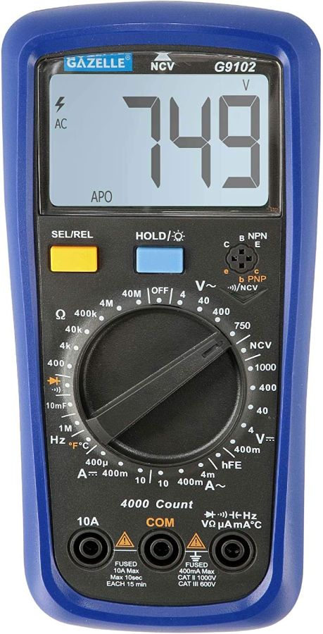 Gazelle Digital Multimeter, G9102, 1000V, 10A