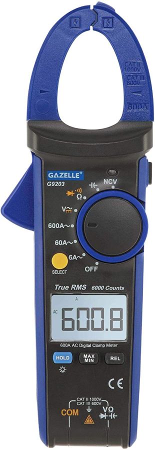Gazelle True RMS Digital Clamp Meter, G9203, 600A