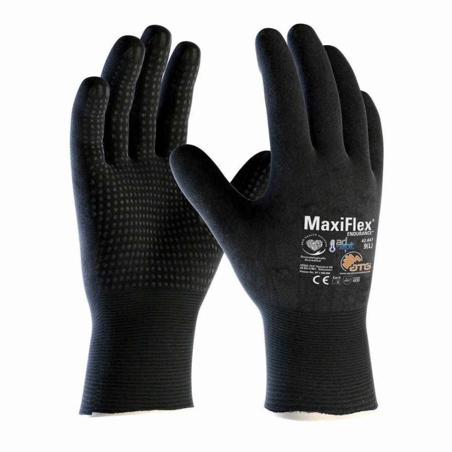 ATG MaxiFlex® Endurance™ with AD-APT® 42-847 Cut Resistant Safety Gloves, Driver Style Knitwrist, Thickness 1.10 mm, Size 9 (L) Length 250 mm
