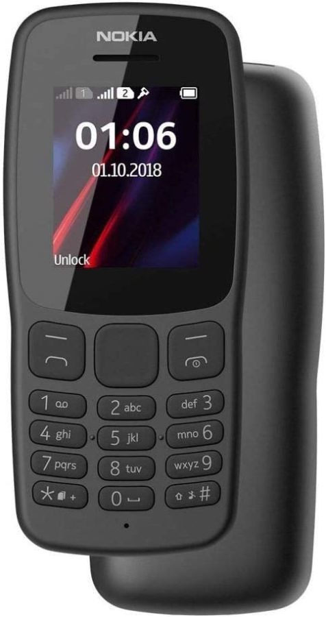 Nokia 106 Feature Phone, Dual Sim, 1.80" Display, 4 MB RAM - Dark Grey