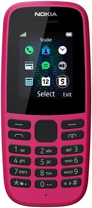 Nokia 106 Feature Phone, Dual Sim, 1.80" Display, 4 MB RAM - Pink