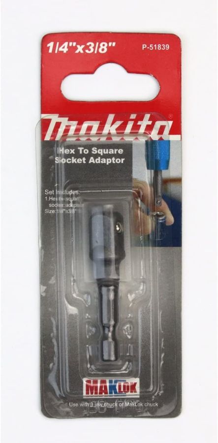 Makita Socket Adapter, P-51839, 1/4x3/8 Inch