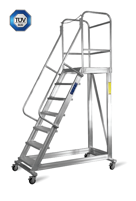 Topman 6+1 Steps Rolling Staircase RSAL7 with 250 KG Loading Capacity, Height 2750mm and Width 950mm