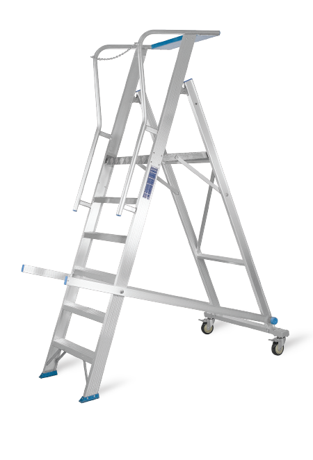 KT Plus 3+1 Steps Rolling Warehouse Ladder KTRWAL4 with 150 KG Loading Capacity, Platform Height 940mm and Width 900mm