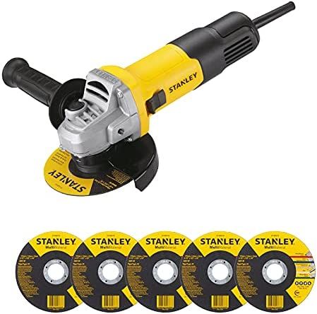 Stanley Small Angle Grinder, 750W, 115mm + 5 Pieces Cutting Discs - Sg7115Mea1-B5