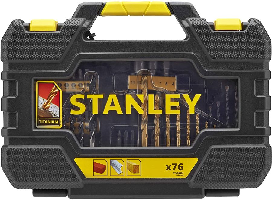 Stanley 76 Pieces Drilling And Driving Accessory Bit Set, Black/Yellow - Sta88544-XJ