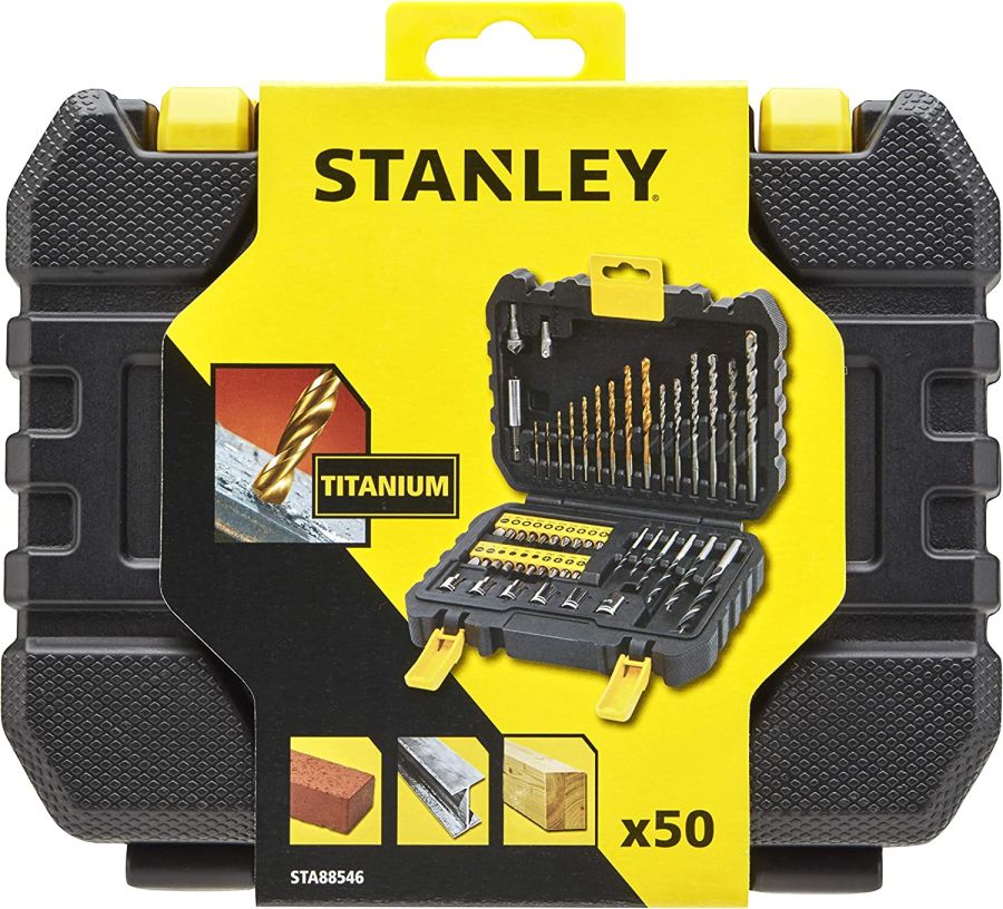 Stanley 50 Pieces Drilling And Driving Accessory Bit Set, Black/Yellow - Sta88546-XJ