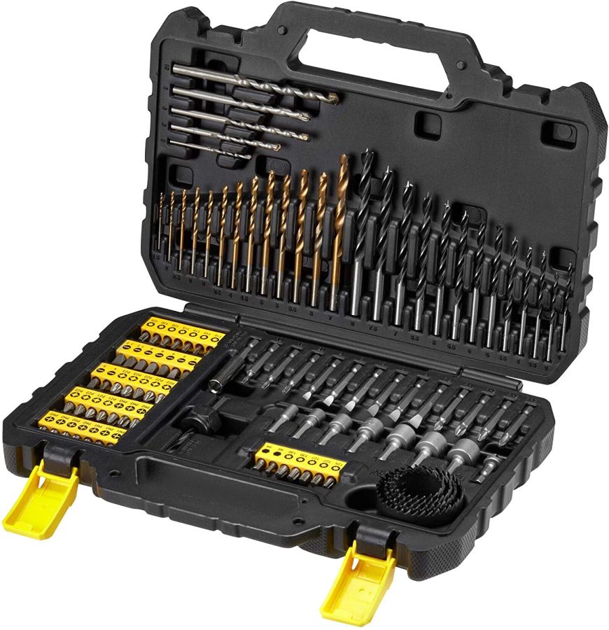 Stanley 100 Pieces Drilling And Screwdriving Accessory Bit Set, Black/Yellow - Sta88548-XJ