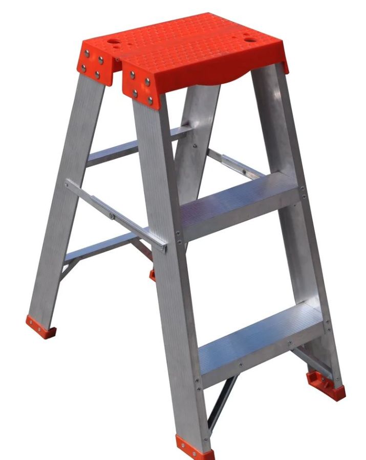 Penguin STL2 Aluminum Stel Stool Ladder, 2 (1+1) Steps with 0.5 m Free Standing Height and 150 KG Loading Capacity