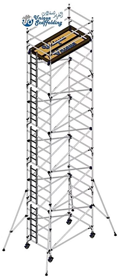Unique Double Width Scaffolding Tower, USDW-11-30, Aluminium, 11.30 Mtrs, 250 Kg