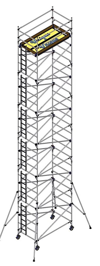 Unique Double Width Scaffolding Tower, USDW-13-30, Aluminium, 13.30 Mtrs, 250 Kg