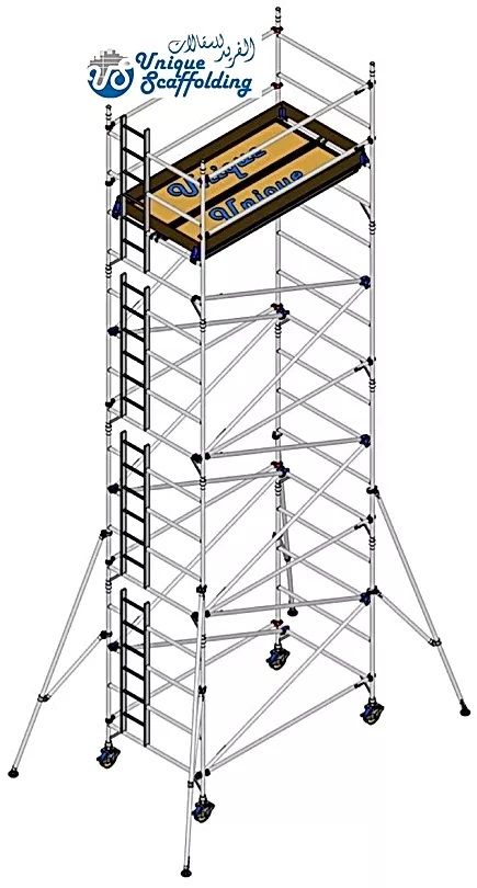 Unique Double Width Scaffolding Tower, USDW-8-30, Aluminium, 8.30 Mtrs, 250 Kg