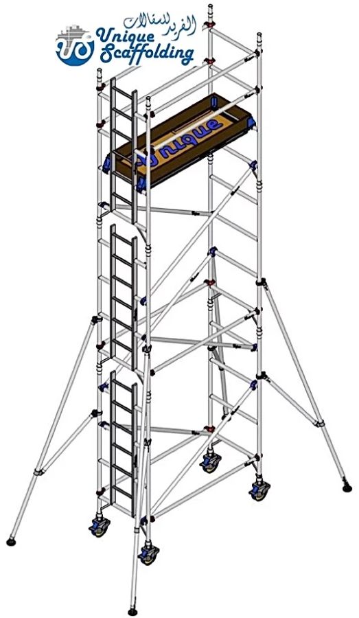 Unique Single Width Scaffolding Tower, USSW-6-30, Aluminium, 6.30 Mtrs, 250 Kg