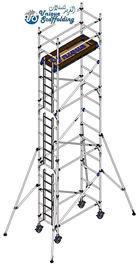 Unique Single Width Scaffolding Tower, USSW-7-30, Aluminium, 7.30 Mtrs, 250 Kg