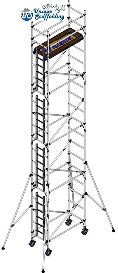 Unique Single Width Scaffolding Tower, USSW, Aluminium, 9.30 Mtrs, 250 Kg
